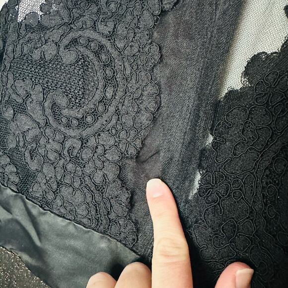 Theia Gold & Black Midnight Lace Crewneck Lace See Through Sheath Dress Size 6 - Picture 10 of 16